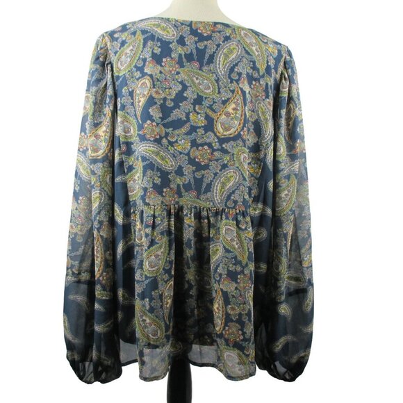 Heyson Top Blouse V-Neck baby doll long sleeve Boho size 2XL NWT $78 - Picture 5 of 8